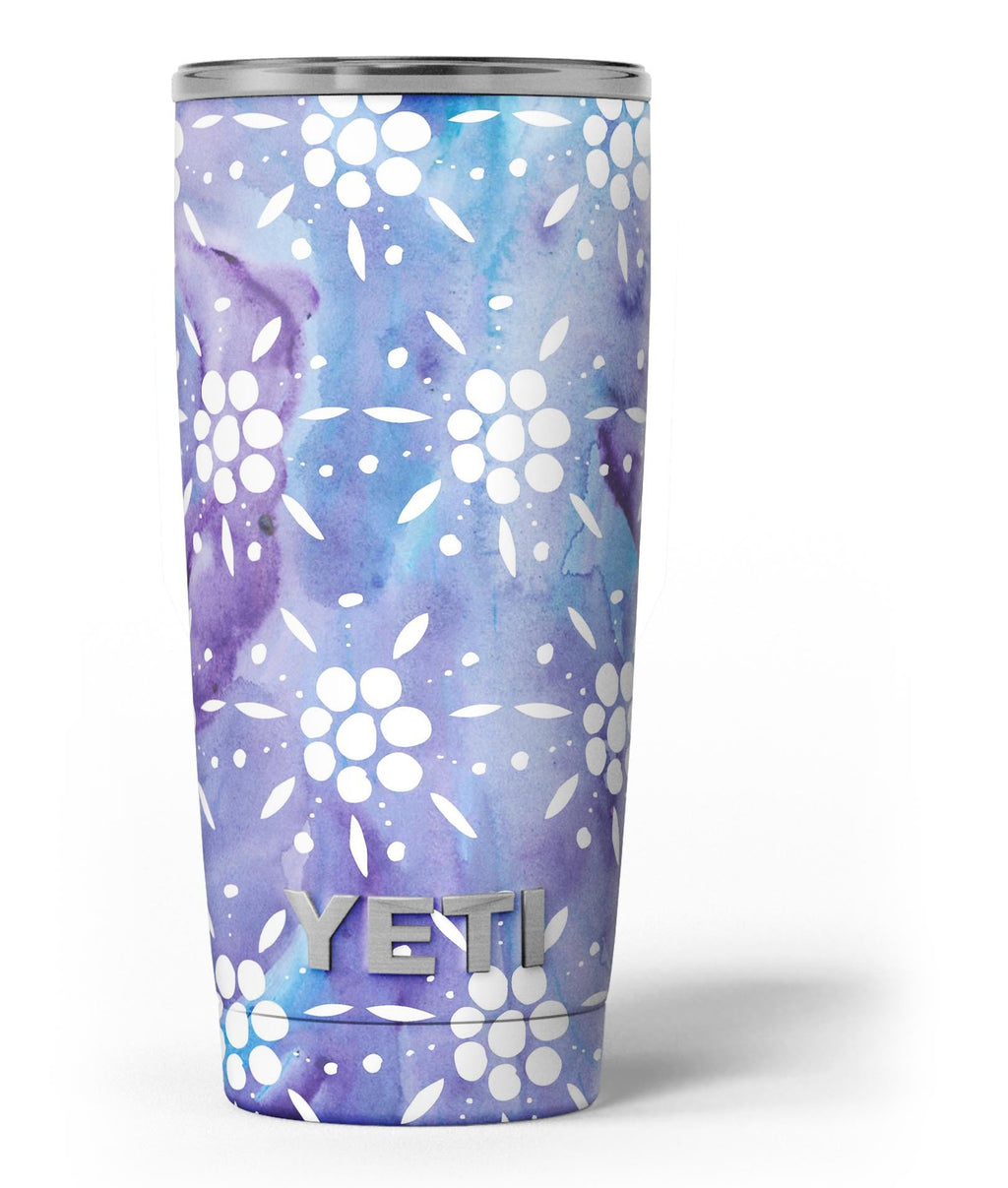 White Abstract Flowers Over Purple and Blue Cloud Mix - Skin Decal Vin –  TheSkinDudes