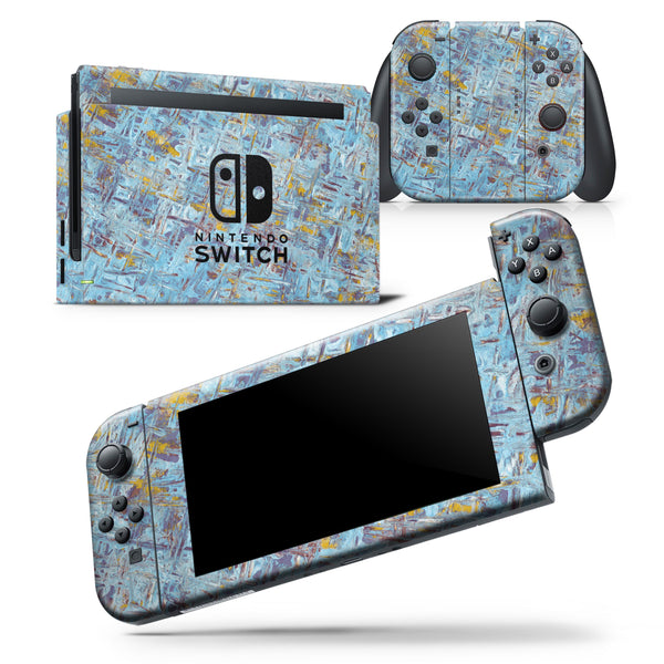 Abstract Wet Paint Blue Crossed - Skin Wrap Decal for Nintendo Switch Lite Console & Dock - 3DS XL - 2DS - Pro - DSi - Wii - Joy-Con Gaming Controller