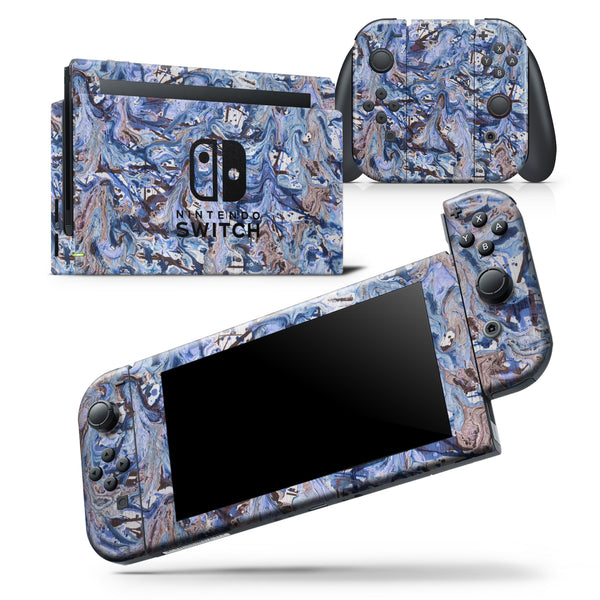 Abstract Wet Paint Blues - Skin Wrap Decal for Nintendo Switch Lite Console & Dock - 3DS XL - 2DS - Pro - DSi - Wii - Joy-Con Gaming Controller