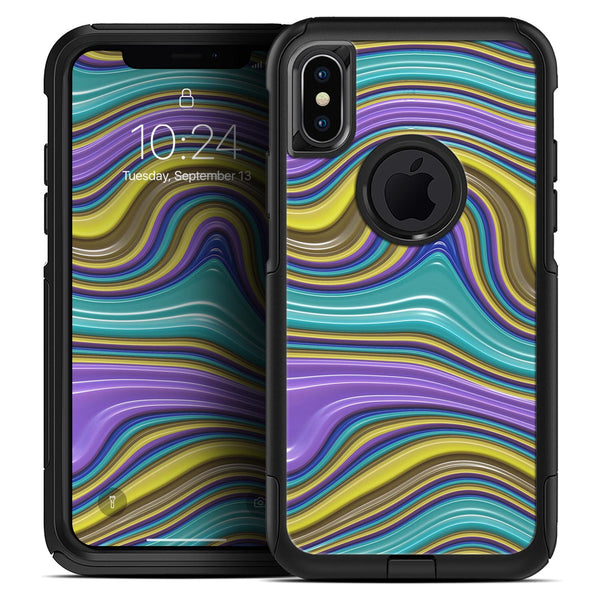 Bright Purple Teal and Mustard Yellow Color Waves - Skin Kit for the iPhone OtterBox Cases