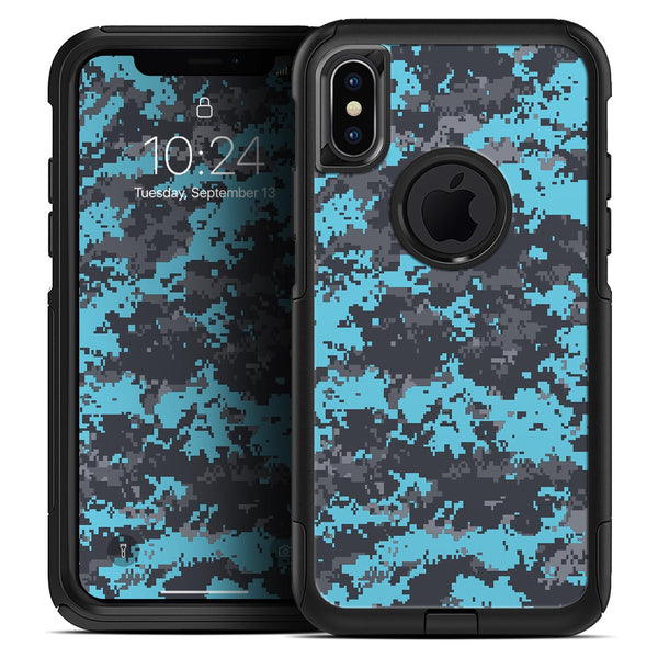 Bright Turquoise and Gray Digital Camouflage - Skin Kit for the iPhone OtterBox Cases
