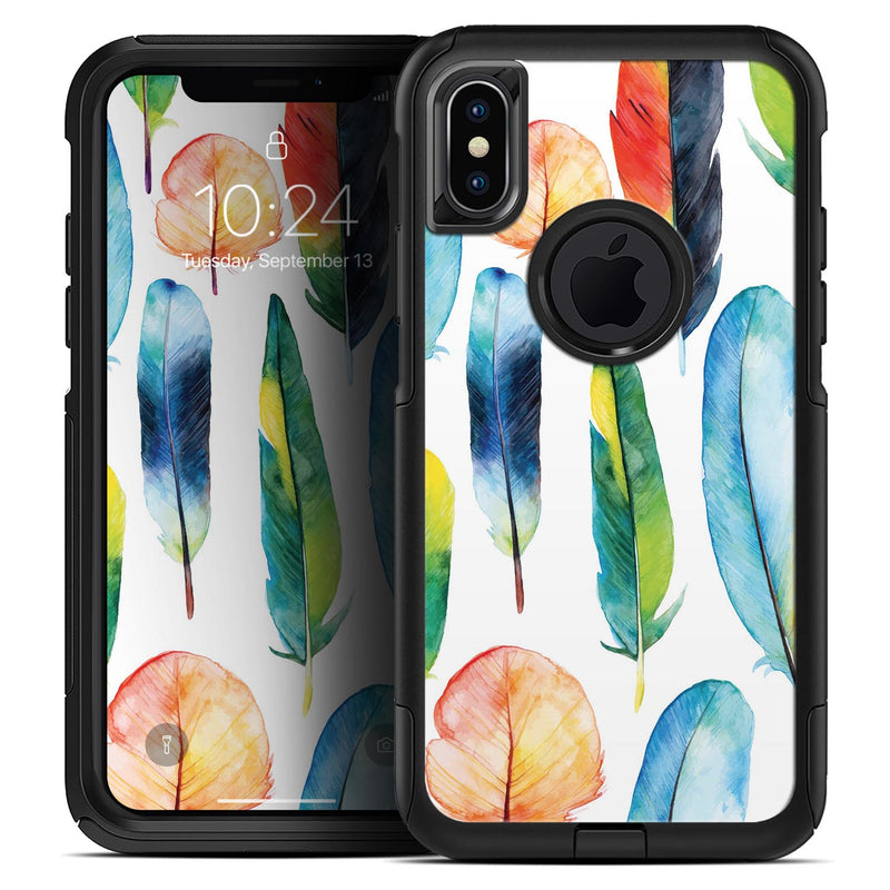 Bright Water Color Painted Feather - Skin Kit for the iPhone OtterBox Cases