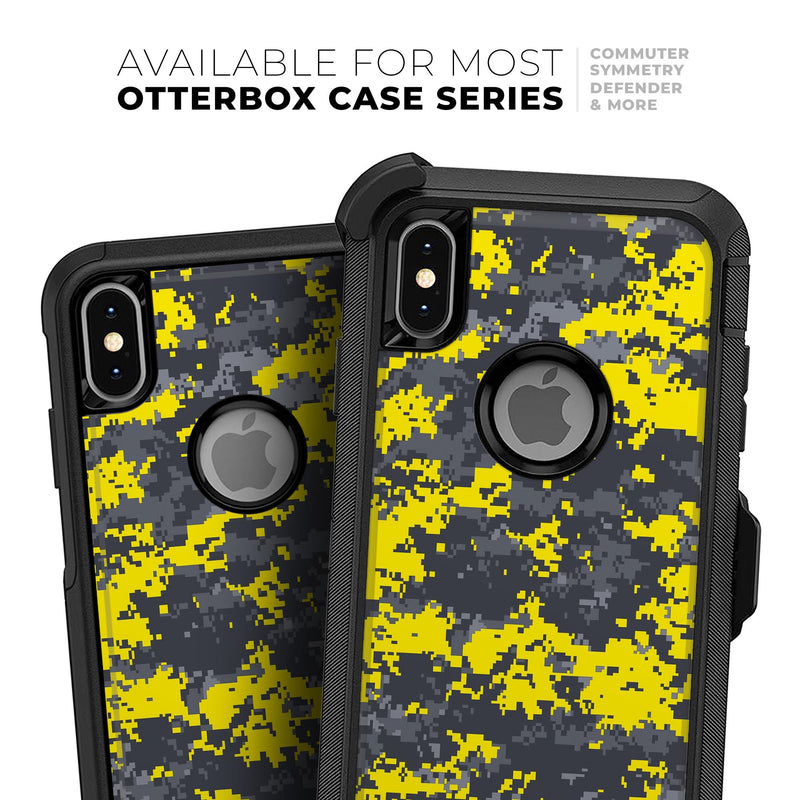 Bright Yellow and Gray Digital Camouflage - Skin Kit for the iPhone OtterBox Cases