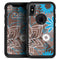 Brown Surface with Blue and White Whymsical Floral Pattern - Skin Kit for the iPhone OtterBox Cases