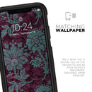 Burgundy and Turquoise Floral Velvet v3 - Skin Kit for the iPhone OtterBox Cases