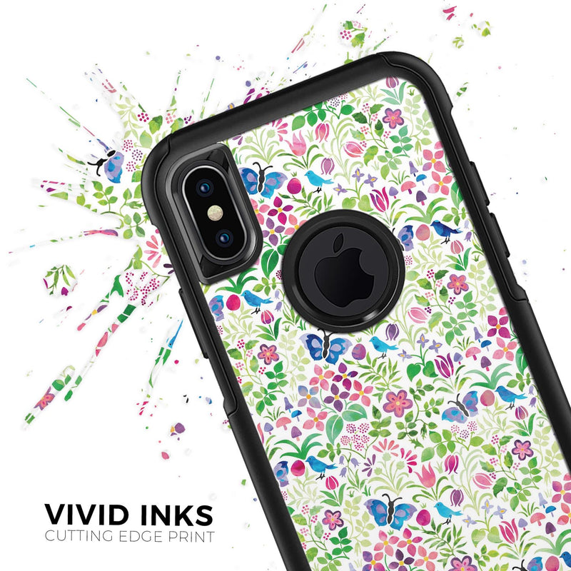 Butterflies and Flowers Watercolor Pattern V2 - Skin Kit for the iPhone OtterBox Cases
