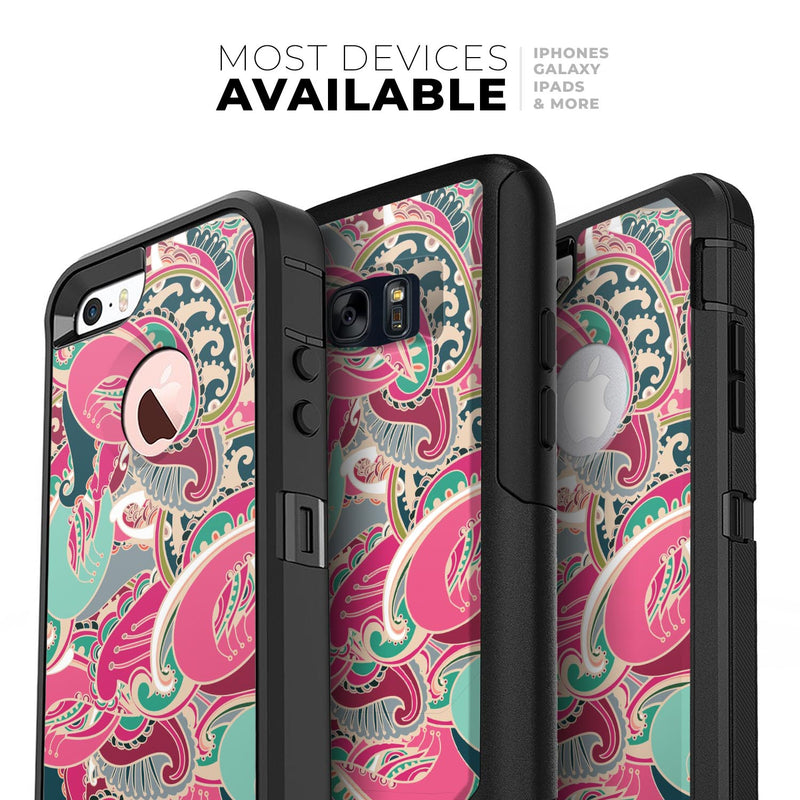 Colorful Pink & Teal Seamless Paisley - Skin Kit for the iPhone OtterBox Cases