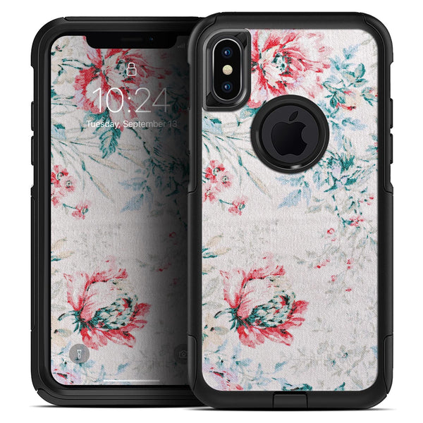 Coral & Blue Grunge Watercolor Floral - Skin Kit for the iPhone OtterBox Cases