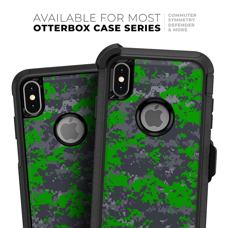 Dark Green and Gray Digital Camouflage - Skin Kit for the iPhone OtterBox Cases