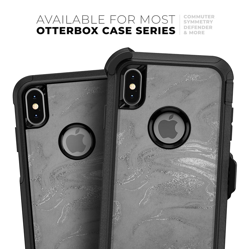 Dark Silver Marble Swirl V6 - Skin Kit for the iPhone OtterBox Cases