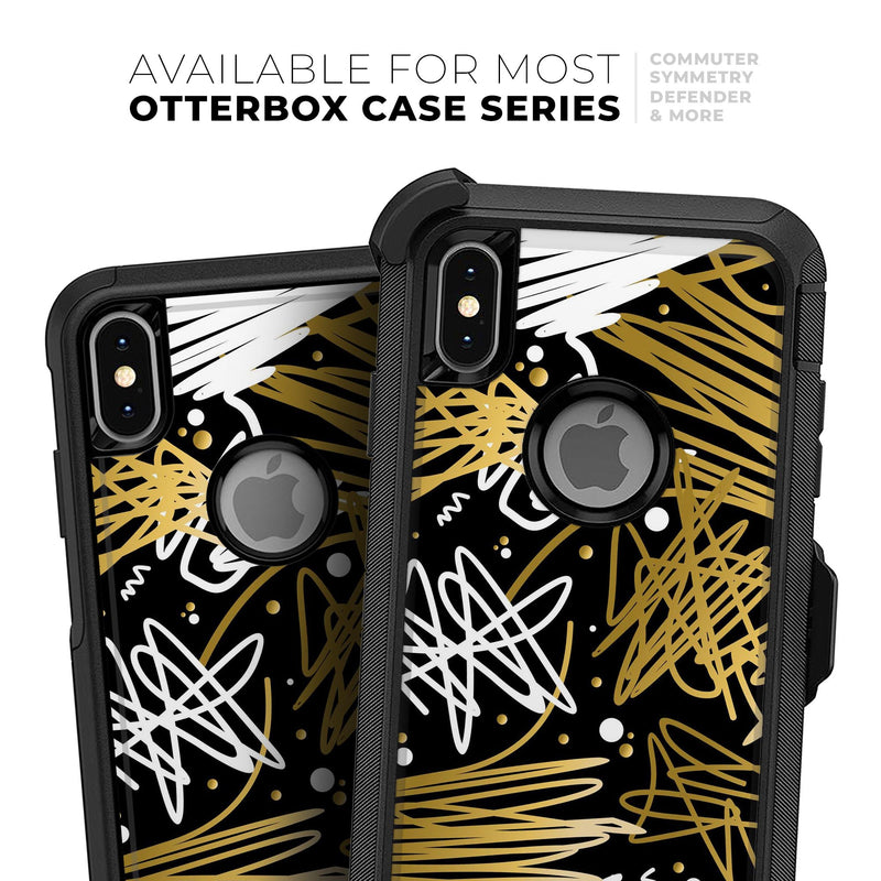 Gold and Black Squiggly - Skin Kit for the iPhone OtterBox Cases