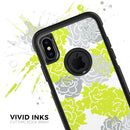 Gray and Lime Green Cartoon Roses - Skin Kit for the iPhone OtterBox Cases