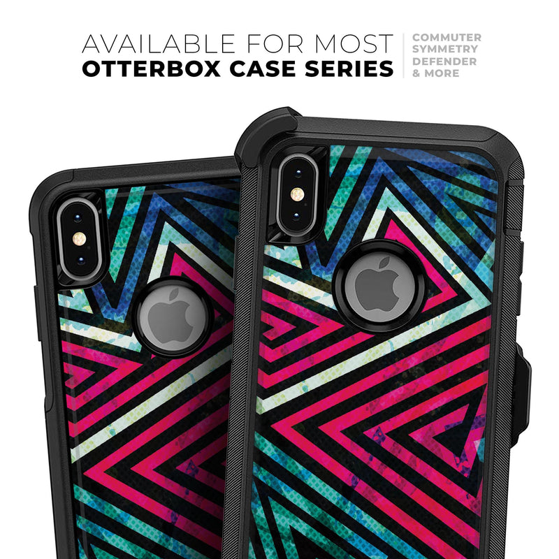 Grungy Neon Triangular Zig Zag Shapes - Skin Kit for the iPhone OtterBox Cases