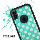Grungy Teal and White Polka Dots - Skin Kit for the iPhone OtterBox Cases
