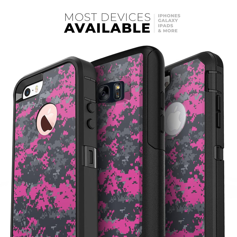 Hot Pink and Gray Digital Camouflage - Skin Kit for the iPhone OtterBox Cases