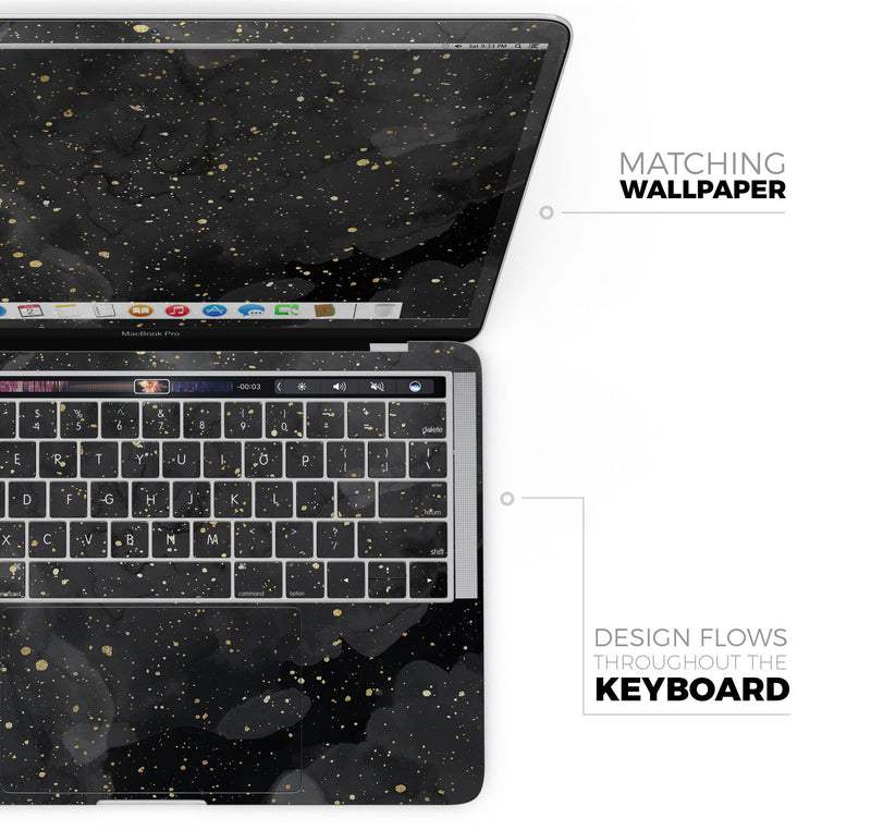 Karamfila Watercolor & Gold V10 - Skin Decal Wrap Kit Compatible with the Apple MacBook Pro, Pro with Touch Bar or Air (11", 12", 13", 15" & 16" - All Versions Available)