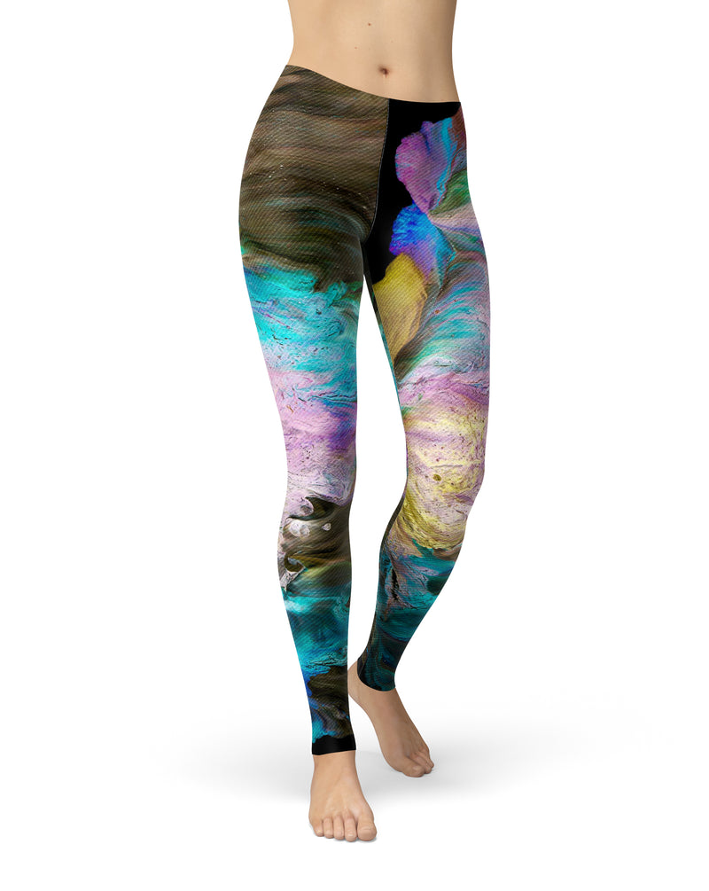 Liquid Abstract Paint V36 - All Over Print Womens Leggings / Yoga or Workout Pants