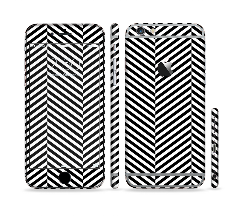 The Black and White Opposite Stripes Sectioned Skin Series for the Apple iPhone 6/6s