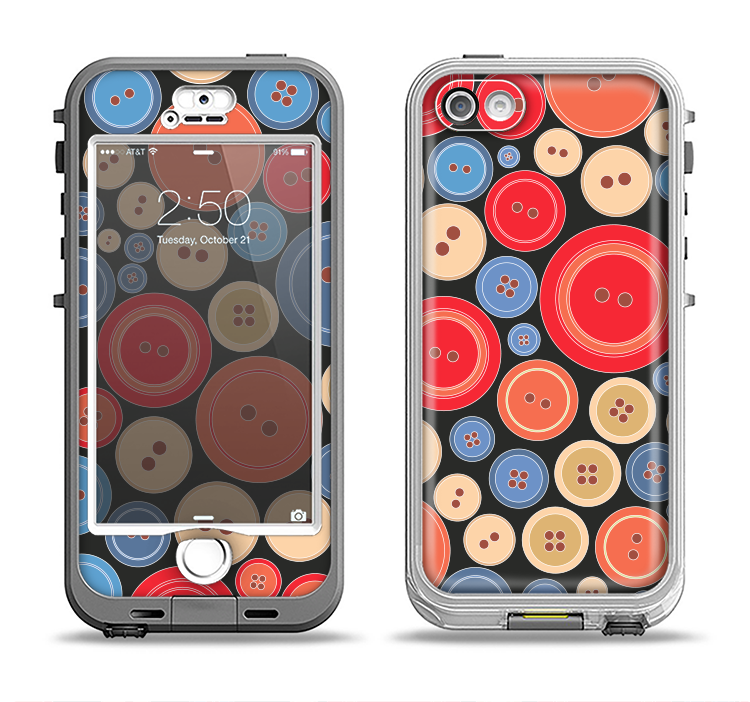 The Colored Vector Buttons Apple iPhone 5-5s LifeProof Nuud Case Skin Set