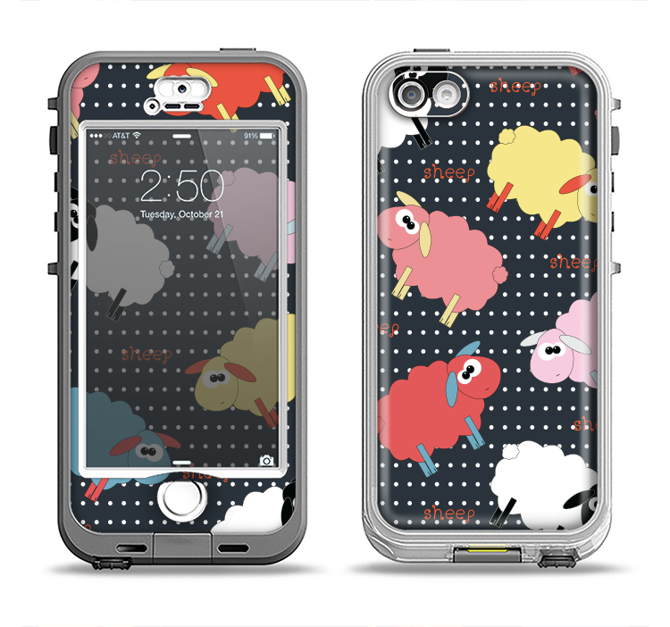 The Colorful Sheep Polka Dot Pattern Apple iPhone 5-5s LifeProof Nuud Case Skin Set