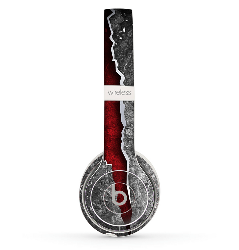 The Cracked Red Core Skin Set for the Beats by Dre Solo 2 Wireless Headphones