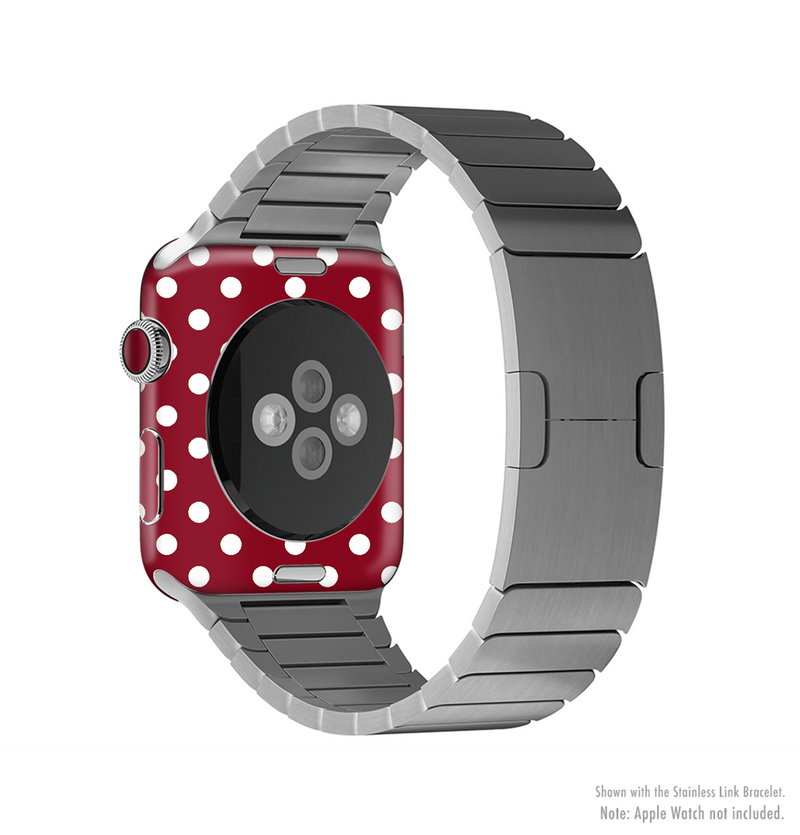 The Dark Red & White Polka Dot Full Body Skin Set for the Apple Watch