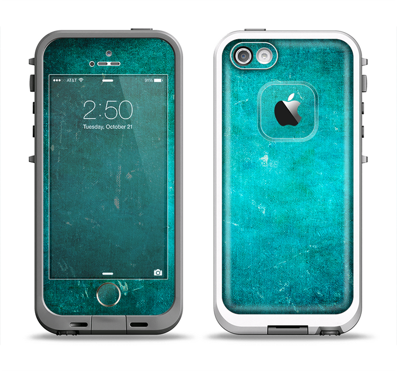 The Grunge Green Textured Surface Apple iPhone 5-5s LifeProof Fre Case Skin Set
