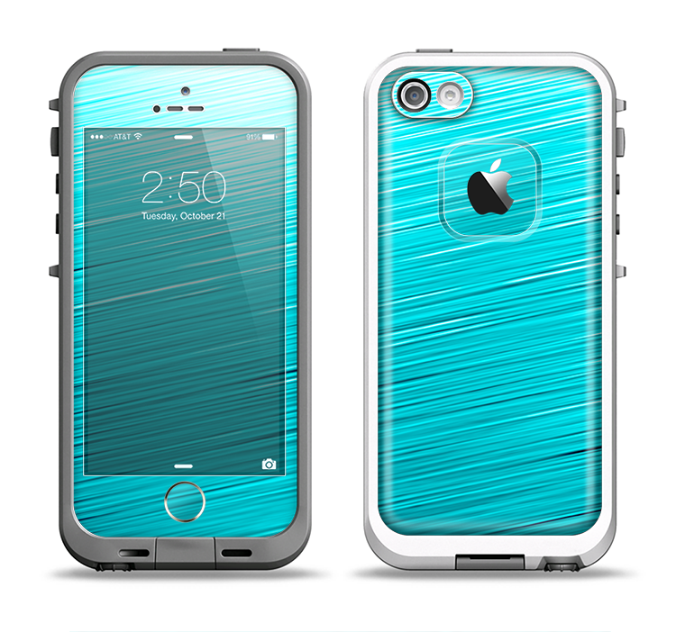 The Light Blue Slanted Streaks Apple iPhone 5-5s LifeProof Fre Case Skin Set