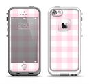 The Light Pink and White Plaid Pattern Apple iPhone 5-5s LifeProof Fre Case Skin Set
