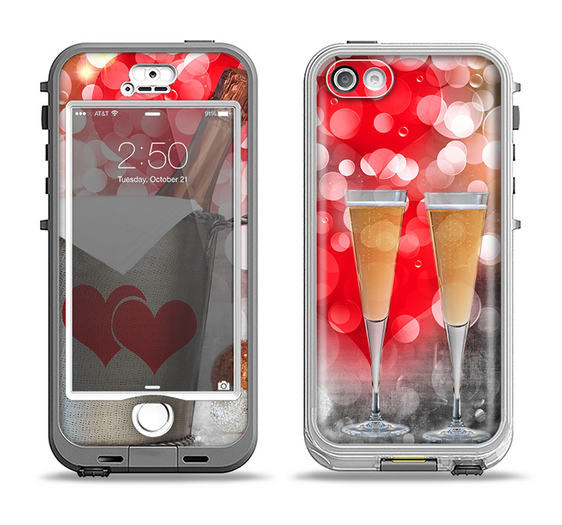The Magical Unfocused Red Hearts and Wine Apple iPhone 5-5s LifeProof Nuud Case Skin Set
