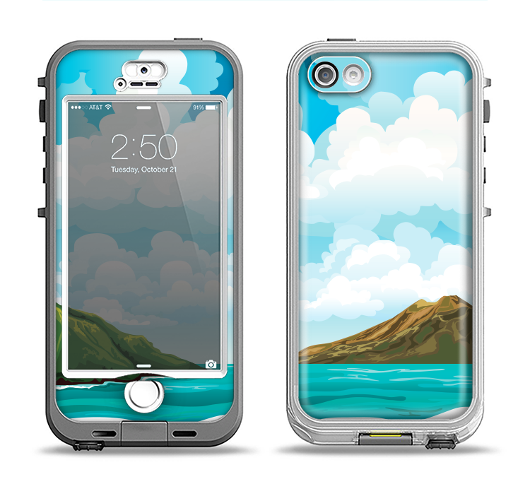 The Mountain & Water Art Color Scene Apple iPhone 5-5s LifeProof Nuud Case Skin Set