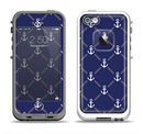 The Navy Blue & White Seamless Anchor Pattern Apple iPhone 5-5s LifeProof Fre Case Skin Set