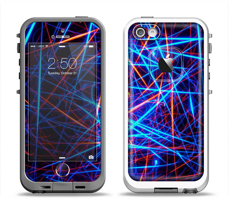 The Neon Glowing Strobe Lights Apple iPhone 5-5s LifeProof Fre Case Skin Set