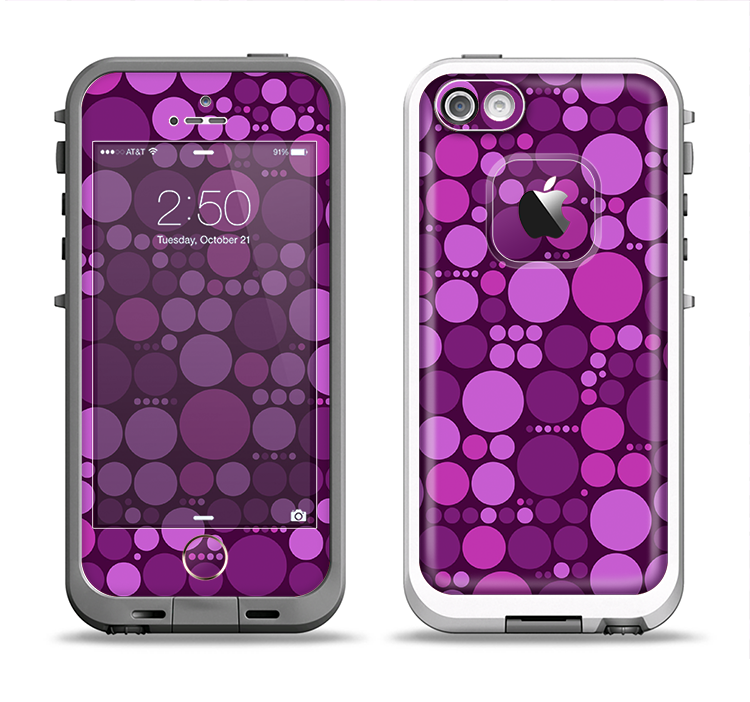The Purple Circles Pattern Apple iPhone 5-5s LifeProof Fre Case Skin Set