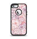 The Subtle Pink Floral Illustration Apple iPhone 5-5s Otterbox Defender Case Skin Set