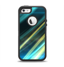 The Teal & Yellow Abstract Glowing Lines Apple iPhone 5-5s Otterbox Defender Case Skin Set