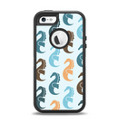 The Vector Colored Seahorses V1 Apple iPhone 5-5s Otterbox Defender Case Skin Set