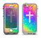 The Vector White Cross v2 over Neon Color Fushion V2 Apple iPhone 5-5s LifeProof Nuud Case Skin Set