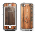 The Vertical Raw Aged Wood Planks Apple iPhone 5-5s LifeProof Nuud Case Skin Set
