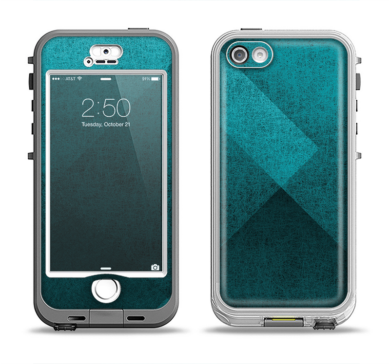 The Vinatge Blue Overlapping Cubes Apple iPhone 5-5s LifeProof Nuud Case Skin Set