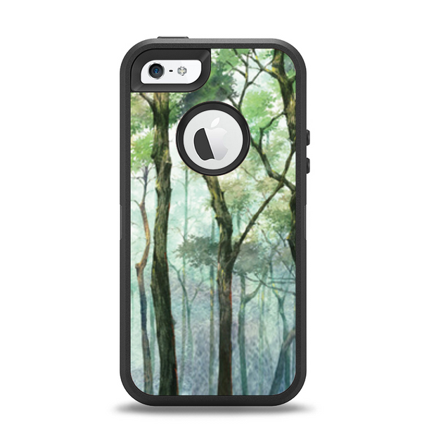 The Watercolor Glowing Sky Forrest Apple iPhone 5-5s Otterbox Defender Case Skin Set